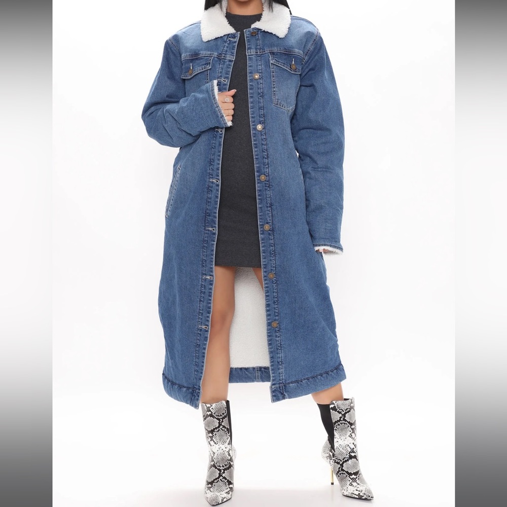 NWOT Long Denim Coat
